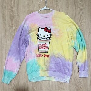 Hello Kitty Pastel Tie-Dye Crewneck Sweatshirt - Yellow, Pink, Purple, Mint